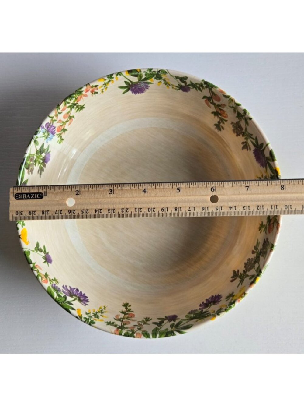 SET OF 4 "THE PRAIRIE" BY RACHEL ASHWELL FLORAL MELAMINE BOWLS YELLOW/CREAM 8in - Picture 5 of 6